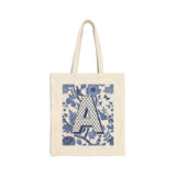 "A" Monogram | Cotton Canvas Tote Bag