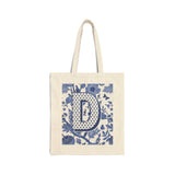 "D" Monogram | Cotton Canvas Tote Bag